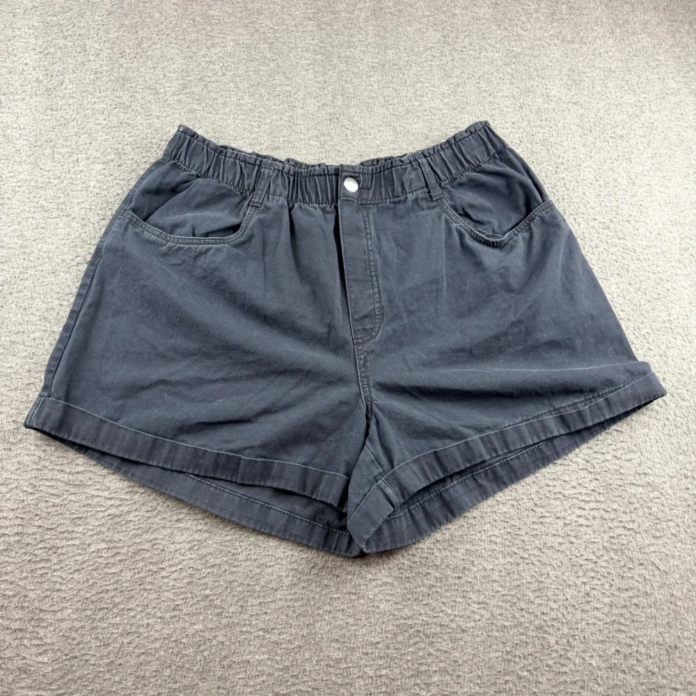 H&M Women's Large Black High Waisted Cotton Twill Shorts